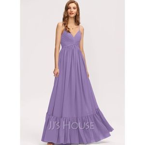 BRIDESMAID + PROM DRESS - A LINE / V NECK / CHIFFON